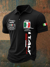 Polo décontracté imprimé drapeau italien pour hommes